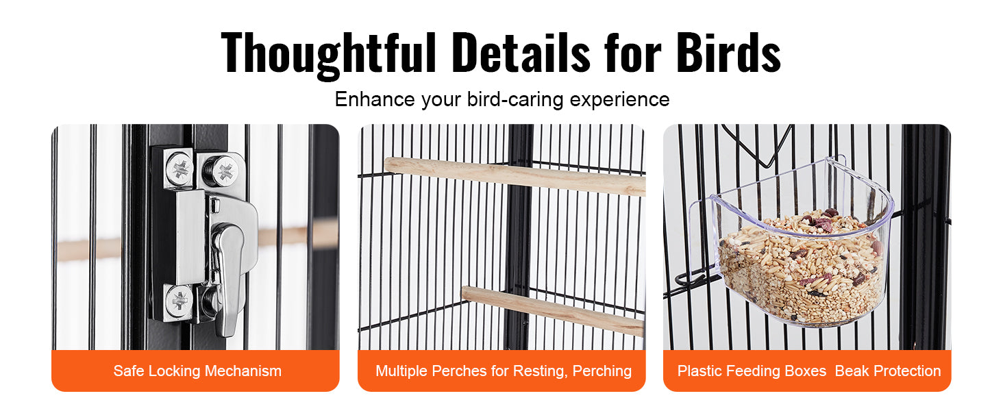 VEVOR Large Flight Bird Cage 52/54" - Carbon Steel Standing Cage with Rolling Stand for Parrots & Cockatiels - Deribla Store