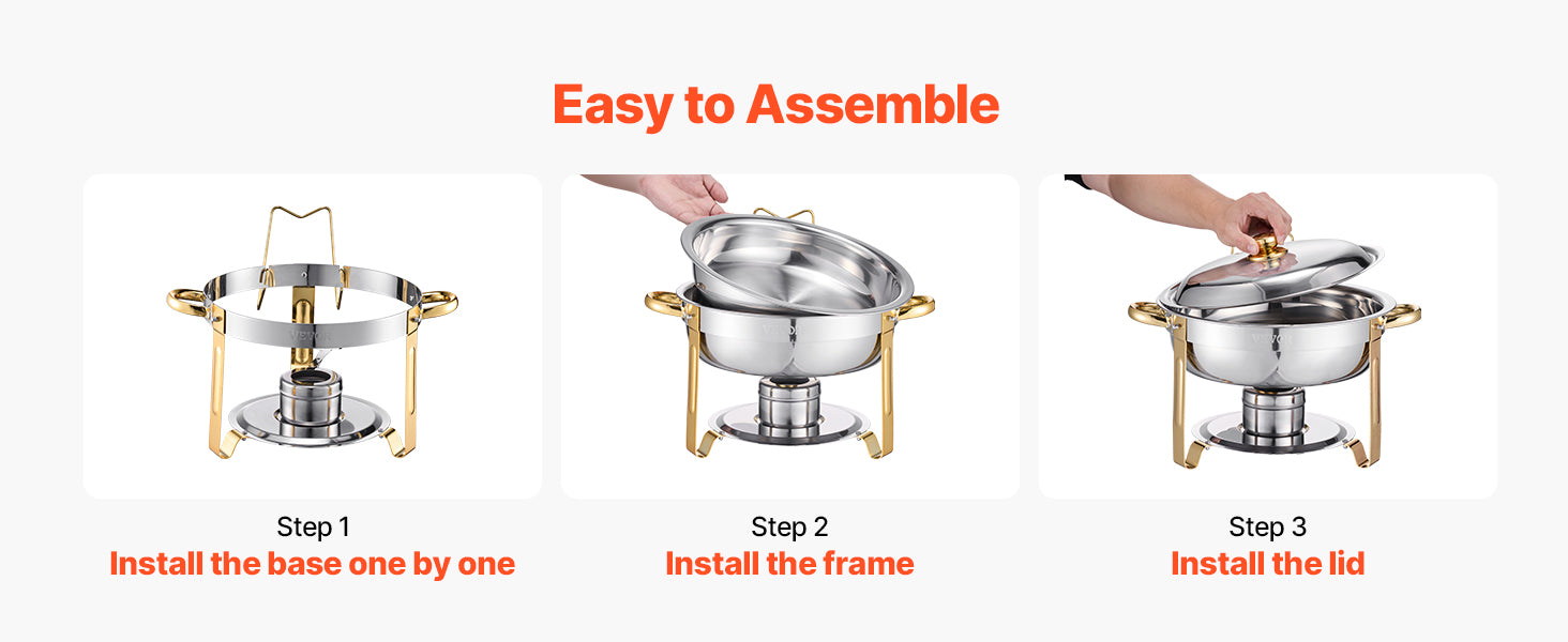 4-Pack Chafing Dish Buffet Set - Stainless Steel Round Catering Warmers with Full Size Pans - Deribla Store