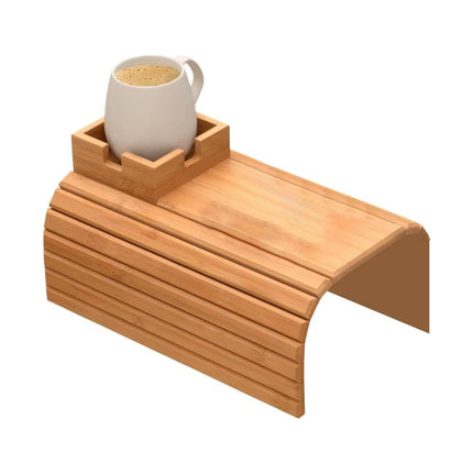Couch Cup Holder Wooden Sofa Armrest Tray Foldable Anti - Slip Drink Coaster Sofa Side Storage Table Cup Holder Snack Organizer - Deribla Store