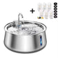 304 Stainless Steel Pet Water Fountain 4L/134 Oz Cat Automatic Water Fountain with Faucet Silent Filter Clear Window