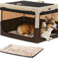 Portable Dog Crate, Soft Dog Crate - 24 Inch Easy Set-Up, Light, Sturdy, Comfy inside with Thicken Mat, Collapsible Crate for Home and Travel Black