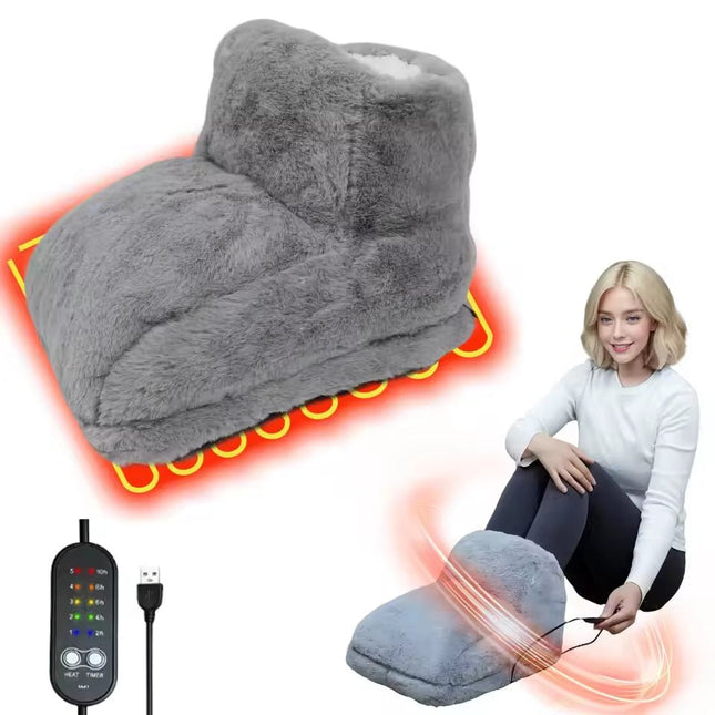 Electric Foot Warmer USB Charging Foot Heating Pad Comfort Fleece Suede Cushion Foot Heater Couple Slippers for Bedroom Sleeping - Deribla Store