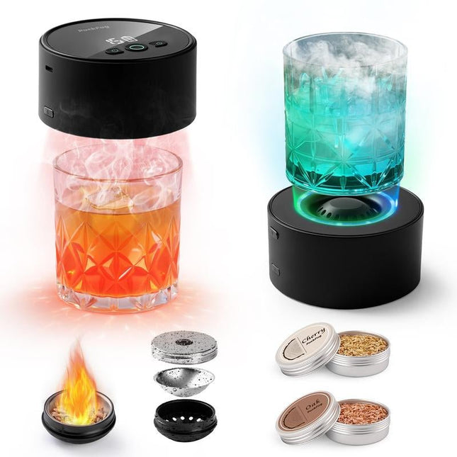 Electric Whiskey Cocktail Smoker Kit Lighting Holder 2 in 1 Thicker Smoke for Rich Flavor No Open Flame - Deribla Store