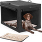 Portable Dog Crate, Soft Dog Crate - 24 Inch Easy Set-Up, Light, Sturdy, Comfy inside with Thicken Mat, Collapsible Crate for Home and Travel Black