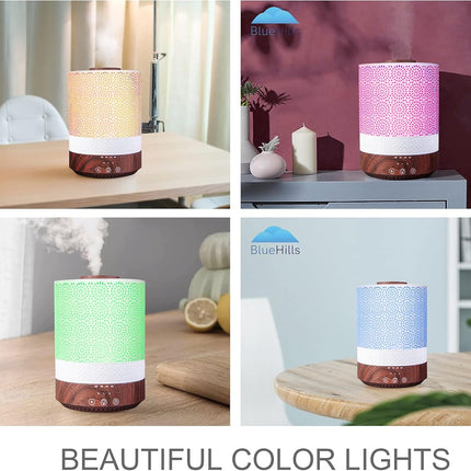 2500 ML XL Essential Oil Diffuser for Large Room Aroma Humidifier Home Decor Bed Baby Room Big Huge 2.5 L Capacity Long Run Color Lights Decorative Design High Mist Dark Wood Grain F004