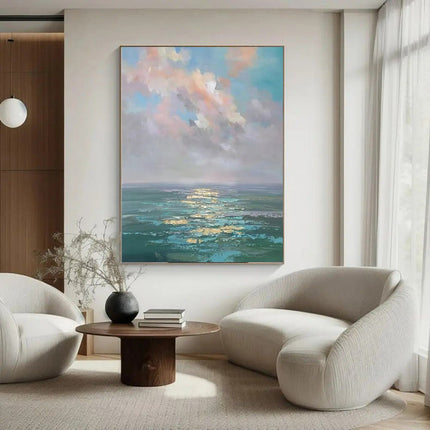 Handmade Oil Painting Canvas Wall Art Decoration Modern Abstract Ocean Landscape For Home Decor Rolled Frameless Unstretched Painting - Deribla Store