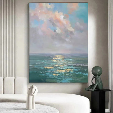 Handmade Oil Painting Canvas Wall Art Decoration Modern Abstract Ocean Landscape For Home Decor Rolled Frameless Unstretched Painting - Deribla Store