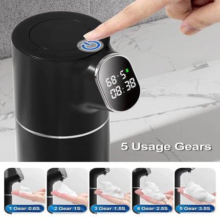 Hot Automatic Foaming Soap Dispenser Touchless HD LED Time And Temperature Display 5 - Level Adjustable IPX6 11Oz/320Ml - Deribla Store
