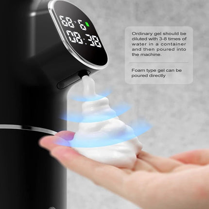 Hot Automatic Foaming Soap Dispenser Touchless HD LED Time And Temperature Display 5 - Level Adjustable IPX6 11Oz/320Ml - Deribla Store