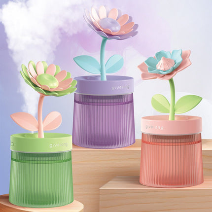 Humidifier Small Home Bedroom Office Desktop Dorm Quiet Mini Usb Hydrating Water Purification Spray Flowers Shape Humidifiers - Deribla Store