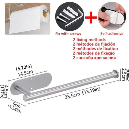 Kitchen Paper Towel Holder Adhesive Tissue Hanger Toilet Roll Paper Dispenser Cabinet Storage Napkin Rack Bathroom Accessories - Deribla Store