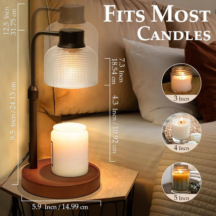 KLL Glass Candle Warmer Lamp with Timer - Table Lamp, Unique Glass Design, Height Adjustable, Home Decor, Cozy Ambiance, Gift for Her, Mom, Dad, Birthday, Father'S Day, Mother'S Day, Christmas, Tiktokshop Summer Collection - Deribla Store