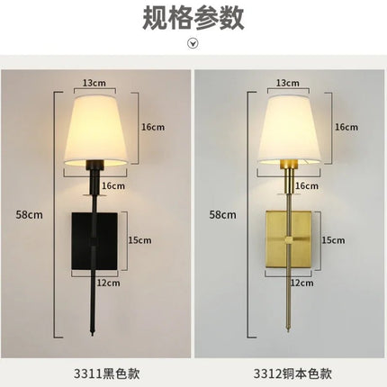 Modern American Led Wall Lamp for Decor Bathroom Mirror Light Bedroom Corridor Stairs Cloth Lampshade Wall Sconce Room Decor - Deribla Store