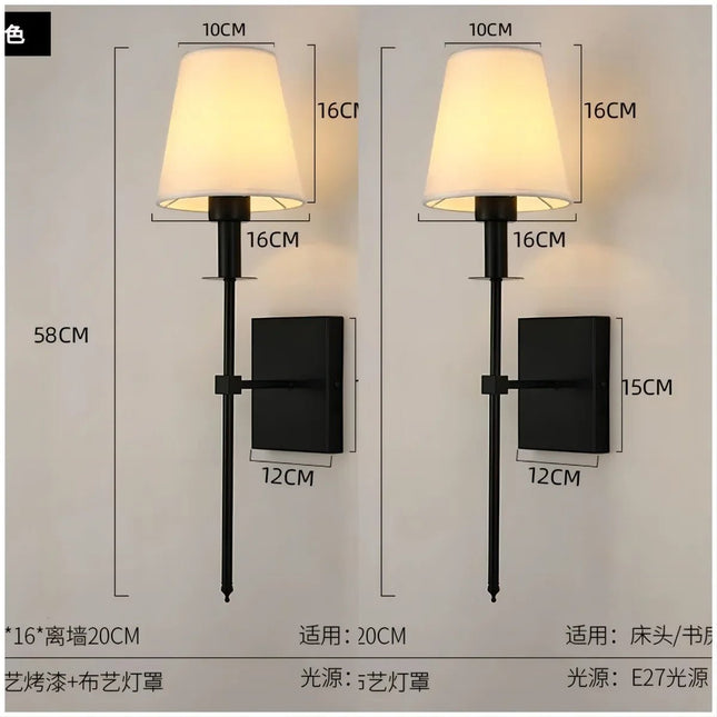 Modern American Led Wall Lamp for Decor Bathroom Mirror Light Bedroom Corridor Stairs Cloth Lampshade Wall Sconce Room Decor - Deribla Store