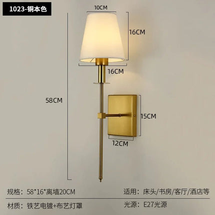Modern American Led Wall Lamp for Decor Bathroom Mirror Light Bedroom Corridor Stairs Cloth Lampshade Wall Sconce Room Decor - Deribla Store