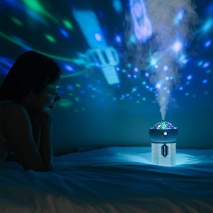 New Projection Night Light Air Humidifier Aroma Diffuser USB Rechargeable Essential Oil Diffusers Moisturizing Spray Steam Maker - Deribla Store