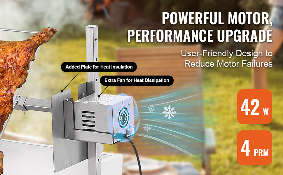 35-Inch Rotisserie Grill Electric Motor Charcoal Spit Roaster with Lockable Wheels - Deribla Store