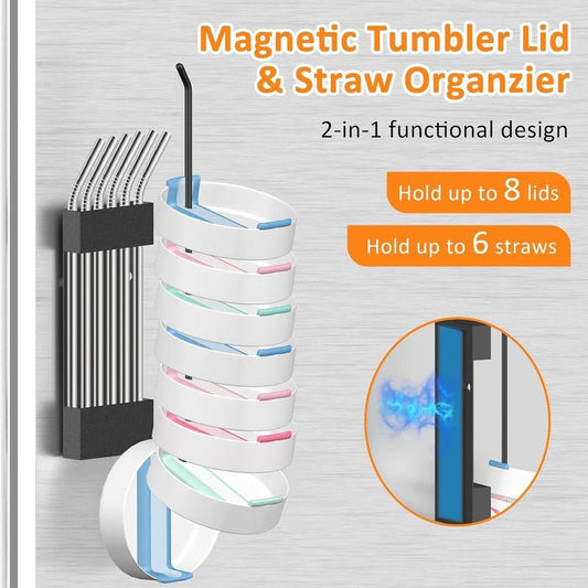 【Suhope】Christmas Gift Magnetic Stanley Cup Holder for Fridge - Water Bottle Organizer for Stanley 40 Oz Tumblers with Tumbler Lid Organizer & Straw Holder, Magnetic Tumbler Organizers for Stanleys Cup Accessories, Black - Deribla Store