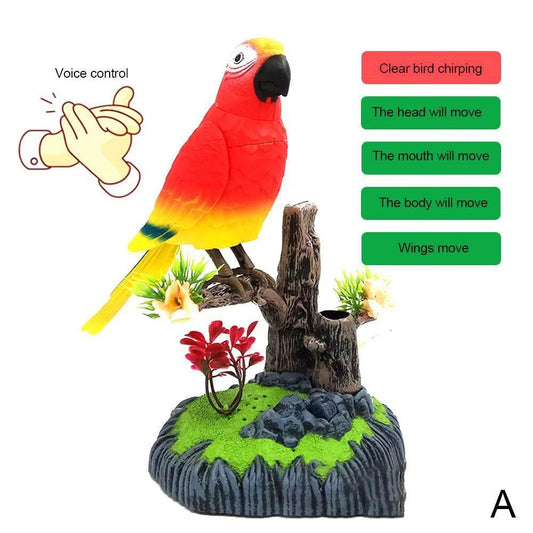 Talking Parrot Cute Electric Battery Operated Control Voice Simulation Parrots Sparrow Bird Repeats What You Say Ornament - Deribla Store
