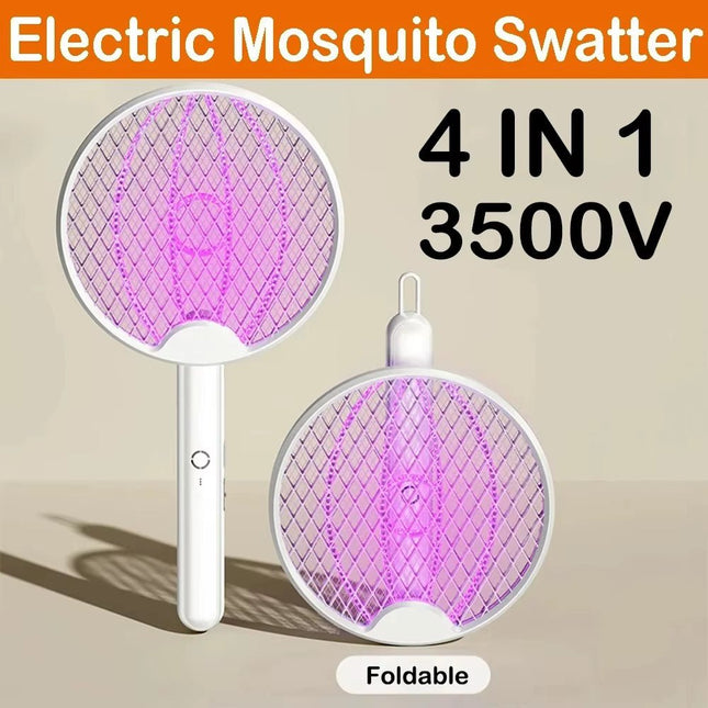 Upgraded 4 in 1 Electric Mosquito Killer Foldable Handheld Bug Zapper USB Rechargeable Fly Swatter with UV Light Trap Insect - Deribla Store