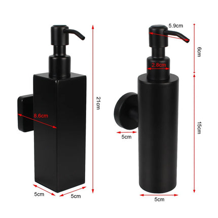 Wall Mounted Soap and Lotion Dispenser Stainless Steel Black Tower Shampoo Dispensers Pump Bottle Bathroom Accessories - Deribla Store