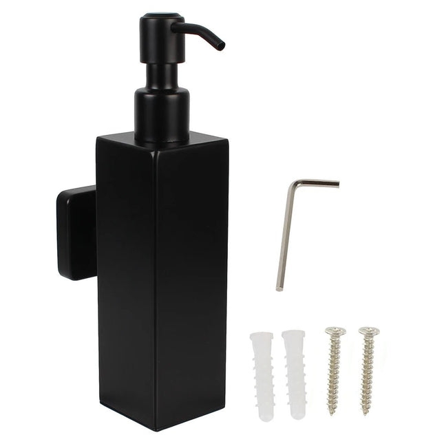 Wall Mounted Soap and Lotion Dispenser Stainless Steel Black Tower Shampoo Dispensers Pump Bottle Bathroom Accessories - Deribla Store