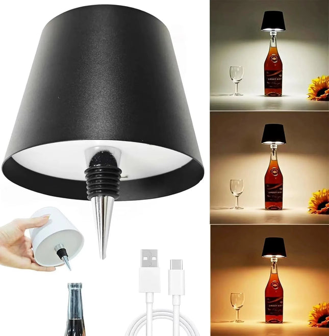 Wireless Wine Bottle Lamp Type - C Charging Touch Control Wine Bottle Light Dimming LED Table Lamp Cafe Bar Atmosphere Night Light - Deribla Store