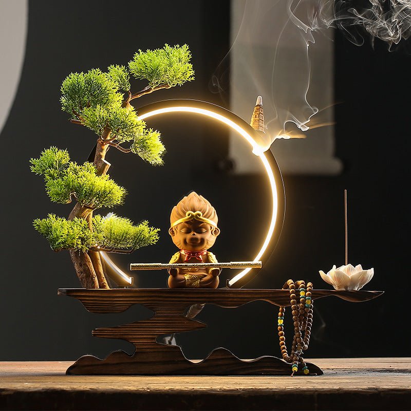 Zen Backflow Incense Burner The Monkey King Quest For The Sutra Decoration Living Room Entrance Office Decorations Home Incense Burner - Deribla Store
