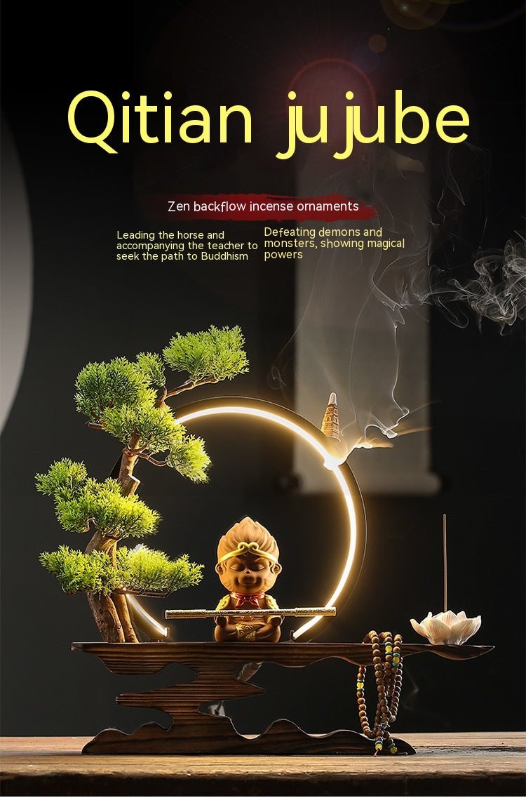Zen Backflow Incense Burner The Monkey King Quest For The Sutra Decoration Living Room Entrance Office Decorations Home Incense Burner - Deribla Store