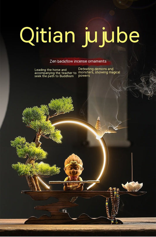 Zen Backflow Incense Burner The Monkey King Quest For The Sutra Decoration Living Room Entrance Office Decorations Home Incense Burner - Deribla Store